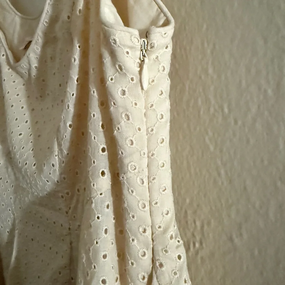Rebecca Taylor Beige Eyelet Peplum Blouse - Picture 5 of 6